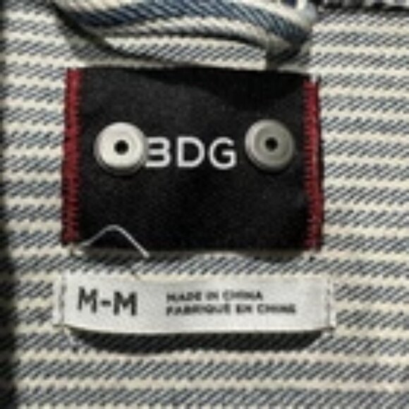 BDG Hickory Stripe Drill Chore Jacket Womens Medium Blue White Railroad - Picture 4 of 4